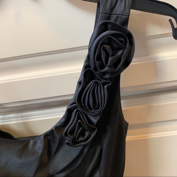 Asymmetrical Little Black Dress Roses Juniors 13 - Picture 3 of 6